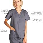 Dagacci Medical Uniform Womens and Mens Scrubs Set Medical Scrubs Shirt Top and Pant, Pewter Gray, X-Small,