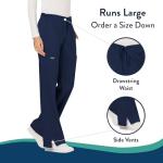 Cherokee Scrubs for Women Mid Rise Moderate Flare Drawstring Pant with 5 Pockets, Ultra Soft & Breathable Fabric - WW120 - WW120, M, Navy