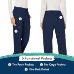 Cherokee Scrubs for Women Mid Rise Moderate Flare Drawstring Pant with 5 Pockets, Ultra Soft & Breathable Fabric - WW120 - WW120, M, Navy