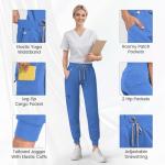 Dvoliaw Medical Scrub Pants for Women, Jogger Scrub Pants with 5 Pockets Drawstring Cargo Pants Mid-Rise Womens Scrubs Pant Sky Blue