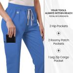 Dvoliaw Medical Scrub Pants for Women, Jogger Scrub Pants with 5 Pockets Drawstring Cargo Pants Mid-Rise Womens Scrubs Pant Sky Blue