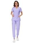 COZYFIT Scrubs for Women Set - Stretch V-Neck Scrub Top & Jogger Pant with 8 Pockets, Yoga Waistband, Anti Wrinkle, Slim Fit Women Scrubs