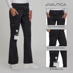 Nautica Flare Open Bottom Scrub Pants for Women – Soft Stretch Wide Leg Scrub Bottoms for Women Black
