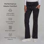 Nautica Flare Open Bottom Scrub Pants for Women – Soft Stretch Wide Leg Scrub Bottoms for Women Black