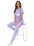 COZYFIT Scrubs for Women Set - Stretch V-Neck Scrub Top & Jogger Pant with 8 Pockets, Yoga Waistband, Anti Wrinkle, Slim Fit Women Scrubs