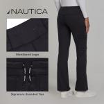 Nautica Flare Open Bottom Scrub Pants for Women – Soft Stretch Wide Leg Scrub Bottoms for Women Black