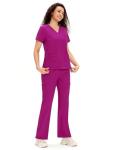 COZYFIT Scrubs for Women - COZY SCRUBS V Neck Top and Bootcut Cargo Straight Pants, Womens Scrub Sets with 12 Pockets, Azalea Pink, M