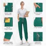 Dvoliaw Medical Scrub Pants for Women, Jogger Scrub Pants with 5 Pockets Drawstring Cargo Pants Mid-Rise Womens Scrubs Pant Hunter Green