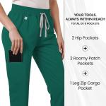 Dvoliaw Medical Scrub Pants for Women, Jogger Scrub Pants with 5 Pockets Drawstring Cargo Pants Mid-Rise Womens Scrubs Pant Hunter Green
