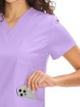 COZYFIT Scrubs for Women Set Medical Uniform - V-Neck Top & Straight Leg Pants with 9 Pockets, Unisex Workwear COZY SCRUBS, Light Purple, M