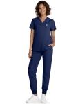 Eadflie Scrubs for Women Medical Scrubs Set - V-Neck Top & Jogger Pants with 5 Pockets, Soft Stretch Woven fabric,Side splits - (Navy Blue/M)