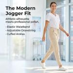 MediChic Jogger Scrub Pants for Women, Soft 4-Way Stretch Women's Medical Scrub Pants, 5-Pockets with Elastic Waistband and Drawstring, for Nurses, Doctors, and Health Workers, Khaki