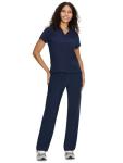 COZYFIT Scrubs for Women Set Medical Uniform - V-Neck Top & Straight Leg Pants with 9 Pockets, Unisex Workwear COZY SCRUBS, Navy Blue, S