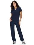 COZYFIT Scrubs for Women Set Medical Uniform - V-Neck Top & Straight Leg Pants with 9 Pockets, Unisex Workwear COZY SCRUBS, Navy Blue, S