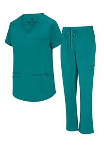 Natural Uniforms Womens 11 Pocket Cool Stretch Cargo Scrub Set (True Hunter Green, 3X-Large)