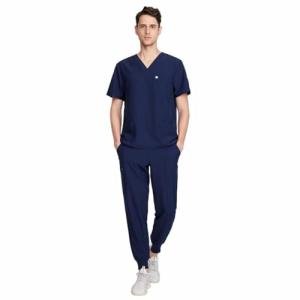 uniformsworld Louis Scrubs Set for Men — Classic V-Neck Stretch Top & Jogger Pants Yoga Waistband, 8 Pockets, Anti-Wrinkle