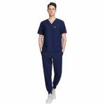 uniformsworld Louis Scrubs Set for Men — Classic V-Neck Stretch Top & Jogger Pants Yoga Waistband, 8 Pockets, Anti-Wrinkle