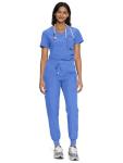 floralhue Scrubs for Women, Women's Medical Scrub Sets, V-Neck Scrubs Top & Cargo Pants with 12 Pockets, True Blue, S