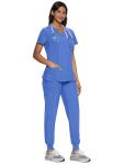floralhue Scrubs for Women, Women's Medical Scrub Sets, V-Neck Scrubs Top & Cargo Pants with 12 Pockets, True Blue, S