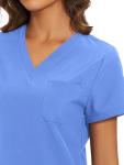 floralhue Scrubs for Women, Women's Medical Scrub Sets, V-Neck Scrubs Top & Cargo Pants with 12 Pockets, True Blue, S