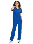 COZYFIT Scrubs for Women Set Medical Uniform - V-Neck Top & Straight Leg Pants with 9 Pockets, Unisex Workwear COZY SCRUBS, Royal Blue, L