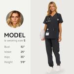 Nautica Scrub Pants for Women, Breathable Drawstring Jogger Scrubs for Women, 5 Pocket Stretch Soft Scrub Bottoms for Woman Charcoal