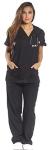 Just Love Women's Scrub Sets Six Pocket Medical Scrubs (V-Neck With Cargo Pant), Black, X-Small