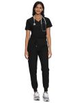 floralhue Scrubs for Women, Women's Medical Scrub Sets, V-Neck Scrubs Top & Cargo Pants with 12 Pockets, Black, XL