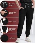 Eipnare Scrubs for Women Set, Stretchy V-Neck Top & Jogger Pants with Multi-Pocket Yoga Waistband