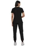 floralhue Scrubs for Women, Women's Medical Scrub Sets, V-Neck Scrubs Top & Cargo Pants with 12 Pockets, Black, XL