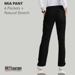 BARCO Grey s Anatomy Classic Mia Scrub Pant for Women Black, 6-Pocket Low-Rise Straight Leg Bottoms with Natural Stretch, Soil Release Fabric, and Super-Soft Finish Medium, Regular Fit