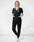 Eipnare Scrubs for Women Set, Stretchy V-Neck Top & Jogger Pants with Multi-Pocket Yoga Waistband