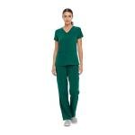 Natural Uniforms Women's Cool Stretch V-Neck Top and Cargo Pant Set (True Hunter Green, Large)