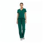 Natural Uniforms Women's Cool Stretch V-Neck Top and Cargo Pant Set (True Hunter Green, Large)