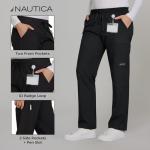 Nautica Scrub Pants for Women - Straight Leg Open Bottom Professional Medical Uniform Stretch Soft Scrub Bottoms for Woman Black