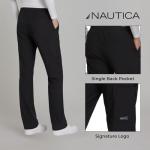 Nautica Scrub Pants for Women - Straight Leg Open Bottom Professional Medical Uniform Stretch Soft Scrub Bottoms for Woman Black