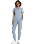 Eadflie Scrubs for Women Medical Scrubs Set - V-Neck Top & Jogger Pants with 5 Pockets, Soft Stretch Woven fabric,Side splits - (Dusty Blue/L)