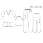 Unisex V Neck Medical Scrubs Set - Royal, M