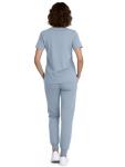 Eadflie Scrubs for Women Medical Scrubs Set - V-Neck Top & Jogger Pants with 5 Pockets, Soft Stretch Woven fabric,Side splits - (Dusty Blue/L)