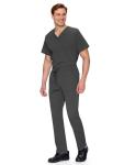COZYFIT Scrubs for Men Set - V-Neck Scrub Top and Straight Leg Pants with 11 Pockets, Elastic Drawstring Men Scrubs set, Dark Grey, M