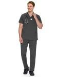 COZYFIT Scrubs for Men Set - V-Neck Scrub Top and Straight Leg Pants with 11 Pockets, Elastic Drawstring Men Scrubs set, Dark Grey, M