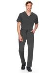 COZYFIT Scrubs for Men Set - V-Neck Scrub Top and Straight Leg Pants with 11 Pockets, Elastic Drawstring Men Scrubs set, Dark Grey, M
