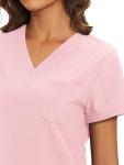 floralhue Scrubs for Women, Women's Medical Scrub Sets, V-Neck Scrubs Top & Cargo Pants with 12 Pockets, Pink Rose, L