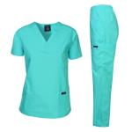 Dagacci Medical Uniform Women's Medical Scrub Set Top and Pant Aqua Blue XL
