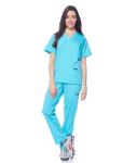 Dagacci Medical Uniform Women's Medical Scrub Set Top and Pant Aqua Blue XL
