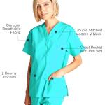 Dagacci Medical Uniform Women's Medical Scrub Set Top and Pant Aqua Blue XL