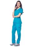 Dagacci Medical Uniform Womens Medical Scrub Set Shirt Top and Pant, Teal_Green, X-Large,