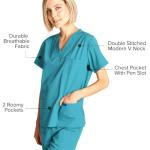 Dagacci Medical Uniform Womens Medical Scrub Set Shirt Top and Pant, Teal_Green, X-Large,