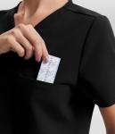 YESWEL Scrubs for Women Set, V-Neck Top & High Waisted Jogger Pants, 8 Pockets Stretchy Medical Uniform Workwear (Standard, Black, X-Large)