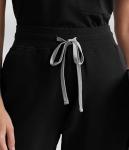 YESWEL Scrubs for Women Set, V-Neck Top & High Waisted Jogger Pants, 8 Pockets Stretchy Medical Uniform Workwear (Standard, Black, X-Large)